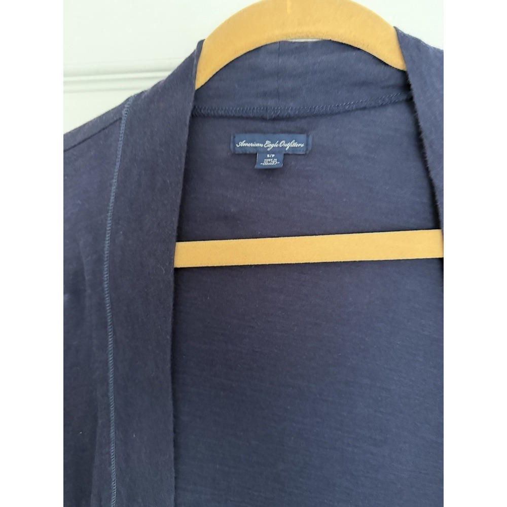 American Eagle Navy Blue Open Front Jersey Cardigan Lightweight Casual Layer S/P - Picture 3 of 9